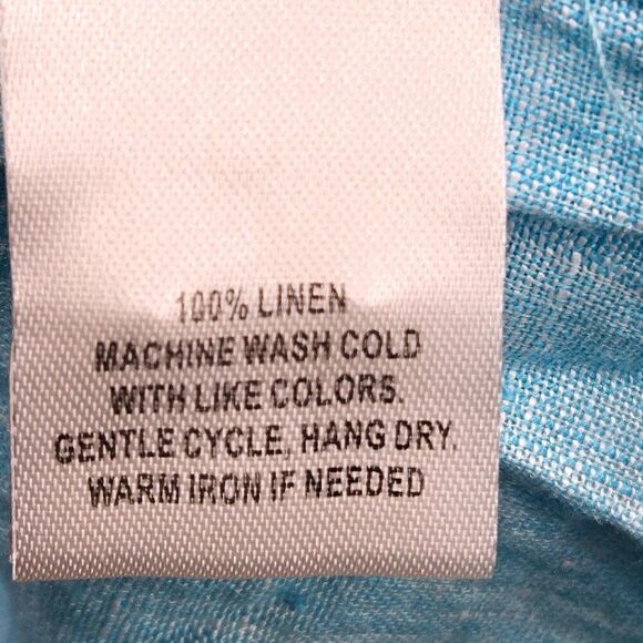 NWT UNTUCKit BLUSH AQUA 100% LINEN LONG SLEEVE BUTTON FRONT SHIRT SIZE 14 - Picture 7 of 9